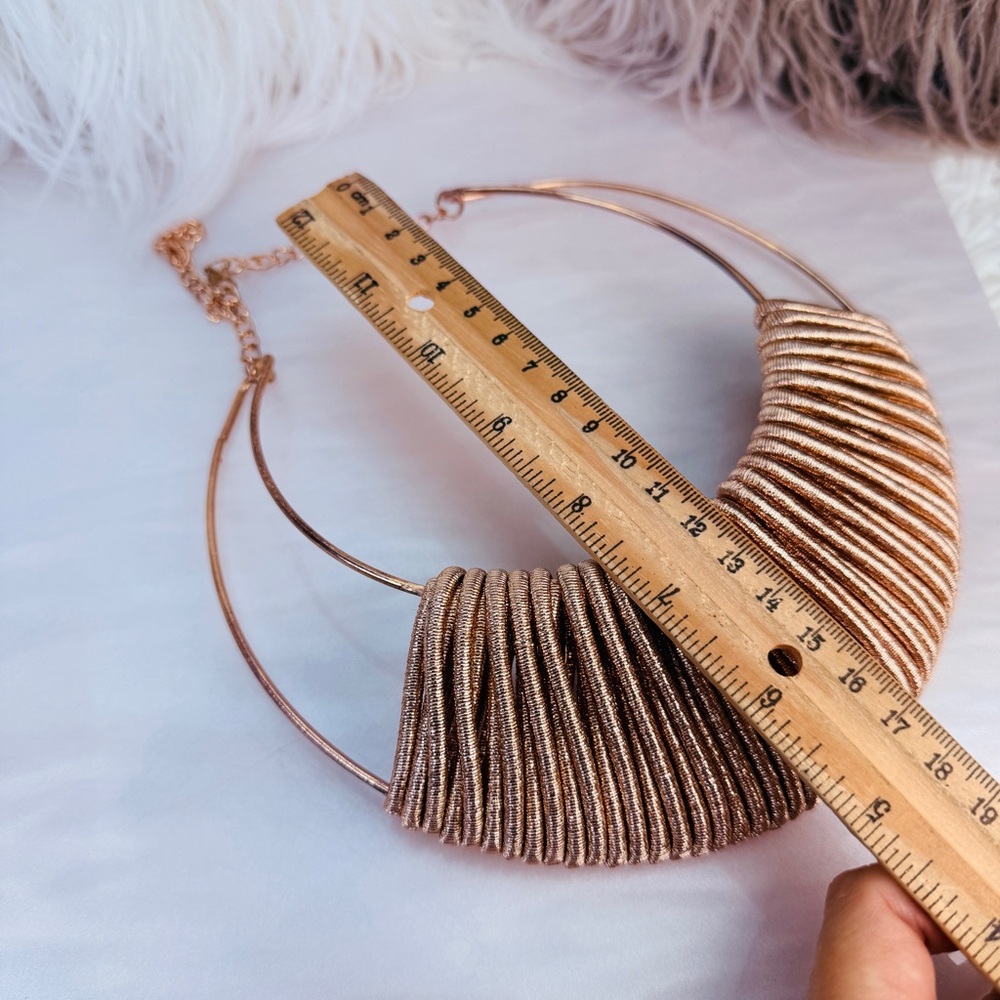 Rose Goldtone Lightweight Large Statement Necklace - image 4